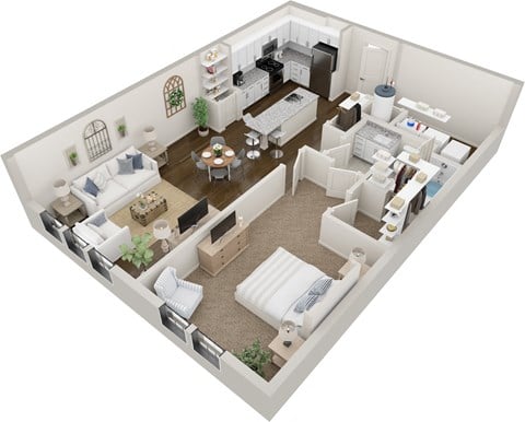 Floor plan for 1 bed, 1 bath, 950 sqft